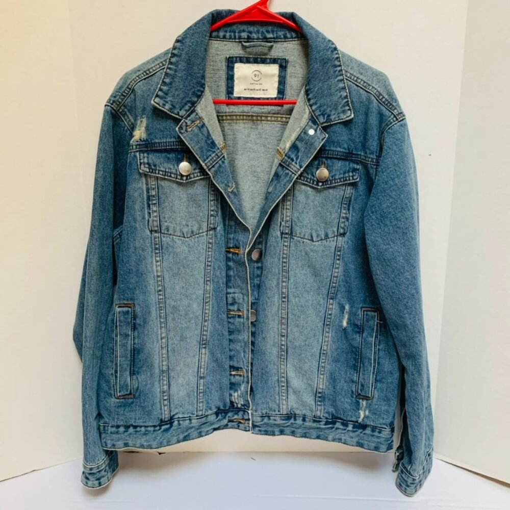 91 Cotton Vintage Womens Size 10 Blue Denim Jacket